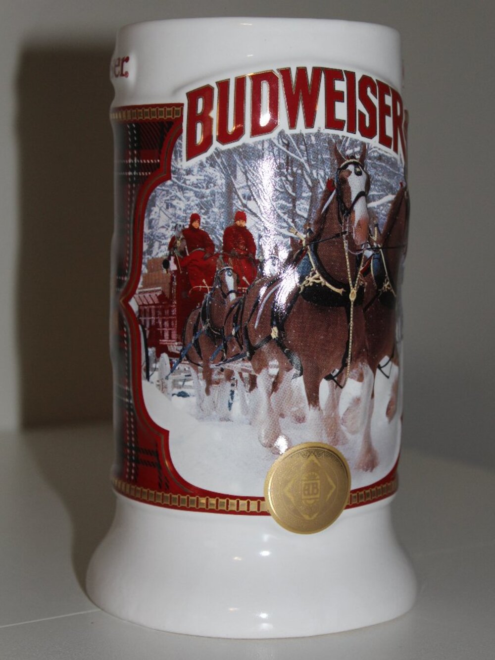 2021 Budweiser Holiday Stein PLAID HOLIDAY Beer Mug "The Great American" Mint